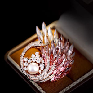 elfindo-241 Bros Wanita Motif Angsa Vintage Kristal Aksesoris Fashion Kekinian 2025