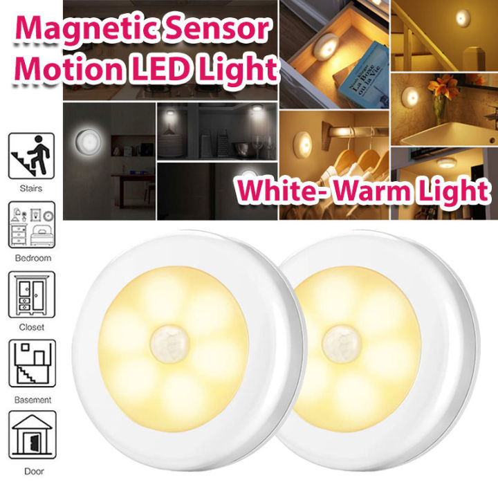 Wireless PIR Motion Sensor Auto On Off LED Night Lights Hallway Closet ...