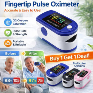 Fingertip Pulse Oximeter Blood Oxygen Monitor SpO2 Heart Rate Tracker Portable Finger Oxygen Saturation Meter Fast Accurate Reading for Adults Kids Nurses Athletes Home Use