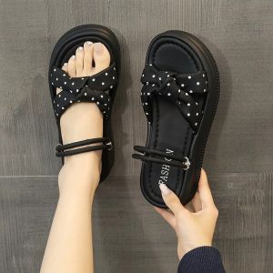 [Free Shipping] Gentle Polka Dot Open-Toe Two-Way Sandals For Women 2026 New Style Platform Thick-Soled Slip-On Sandals