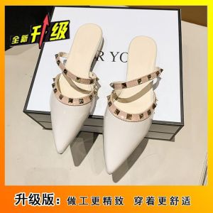 Free Shipping Thick-Heeled Outdoor Shoes Autumn And Winter New Design Niche Style Studded Low-Heeled Half Slippers