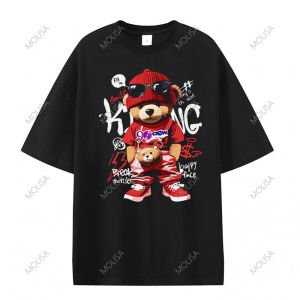 molisa เสื้อลายการ์ตูน แฟชั่นสตรีท ใส่ได้ทั้งชายและหญิง สกรีนเสื้อDTG ผ้าcotton100% Printed Tshirt 68075#