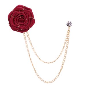 HEALMEYOU Korean Accessories Men Fabric Rose Flowers Ribbon Flower Pin Suit Brooches Lapel Pin Brooch