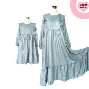 (BISA COD) GAMIS DRESS COUPLE IBU & ANAK / DRESS MIDI BAHAN SHAKILA / GAMIS WANITA MUSLIMAH / GAMIS TERBARU KEKINIAN RENDA DIBAGIAN PUNDAK