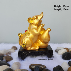 Golden Mouse Year of the Rat Figurine With Wu Lou Healing Wealth Figurine Blessed Cleansed Money Magnet Figurine
