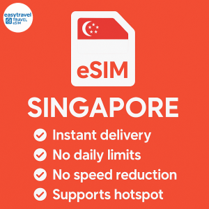 Singapore eSIM | High Speed Data | No Speed Reduction | Supports Hotspot | 7-30 Days 3-20GB