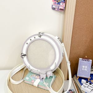 【Sailing Diary】 Ita Bag Anime 5 Color Transparent Round Shape Shoulder Bag Crossbody Bag PU Leather
