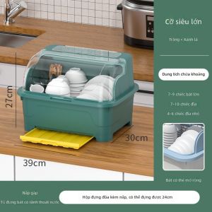 Hộp Đựng Chén Đĩa Có Nắp Chống Bụi Khay Sấy Khô Dung Tích Lớn XL XXL Cho Nhà Bếp Giữ Vệ Sinh Bát Đũa