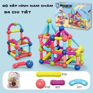 Đồ Chơi Xếp Hình Nam Châm 64 Chi Tiết - Đồ Chơi Xếp Hình Phát Triển Trí Thông Minh Kích Thích Trí Não Và Khả Năng Tư Duy Cho Bé