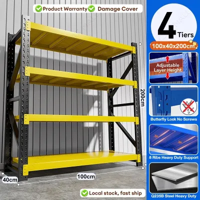 YOYO Heavy Duty Storage Rack | Adjustable Carbon Steel Shelf | Boltless Multi Layer Organizer | Rust Resistant Rack for Kitchen Warehouse Store Room
