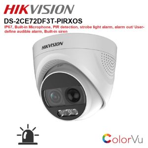 Hikvision DS-2CE72DF3T-PIRXOS Hikvision 2MP ColorVu PIR Siren Audio Fixed Turret Camera