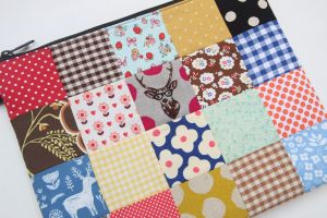 Large Handmade Pouch for tablet iPad – Zakka Quirky Patchwork Style