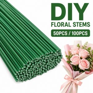 50/100pcs Floral Bamboo Stick Flower Iron Wire DIY Bouquet Making Material for Flower Arrangement