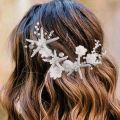 Rambut Pengantin Pengantin Latious Starfish Vine Bunga Perak Potongan Rambut Pengantin Aksesori Rambut Mutiara untuk Wanita dan Gadis (13.8 Inci). 