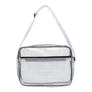 Clear Anti Static Crossbody Bag Adjustable Shoulder Strap and Zippered Multiple Pockets Transparent Shoulder Pack
