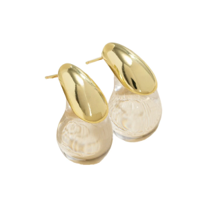 Crystals Clear Resin Drop Earrings With Alloy Backing Comfortable Fashion Accessory