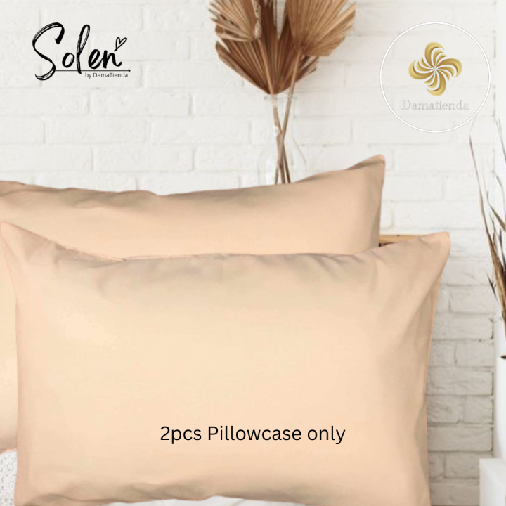 Damatienda 2PCS CREAM COTTON PILLOWCASE Punda Luxury Standard