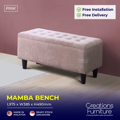 MAMBA High Quality Bench Chair With Storage For Living Room / Bedroom/ Cafe Shop / Ottomans / Long Bench / 2 Seater / Space Saver Bench / Product Malaysia