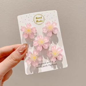 5pcs Cute Mini Peach Blossom Hair Clip Hairpin Accessory for Sweet Girls