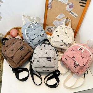 Mini Backpack Sweet Girl Bowknot Printed Shoulder Bag Travel Cosmetic Storage Bag Korean Version Ins Bookbags Casual Rucksack