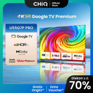 【Google TV】CHiQ 55 inch Smart TV 4K UHD-HDR10 DBX Dolby Audio Google Assistant  Netflix Youtube Digital TV (U55G7P Pro)