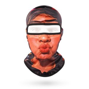 GUOGU Quick Dry Funny Face Sun Protection Breathable Full Face Headwear Stylish Realistic Face Design Realistic Balaclava Skiing