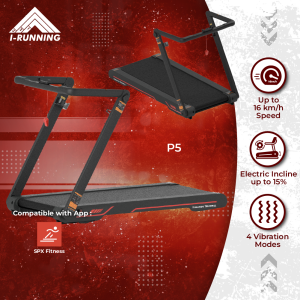 P5 Vibration Treadmill Electric Incline 15% 4 Vibration Modes Backward Walking Foldable Treadmill 0.8-16km/h