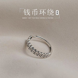 S999 Pure Silver Money Abundance Retro Copper Coin Ring for Women Unique Coin Simple Niche Open Ring
