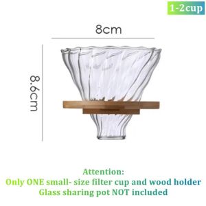 1pcs 300ml/600ml Pour Over Coffee Server Pot Glass Carafe 1-2cup/1-4cup Coffee Filter Funnel Drip Coffee Maker For Home Shop Bar
