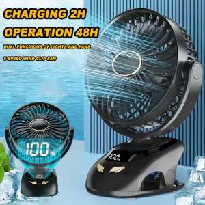 ✅100% Original Jcam Clip Fan 15000mAh Rechargeable Clip-on Fan with Night Light Portable Mini Fan