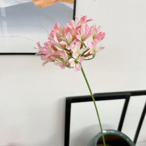 LUXELU Giả mạo Cành hoa Agapanthus 75cm Long Branch Hoa nhân tạo Sang trọng Nhựa Hoa sen giả Trang trí nhà cửa