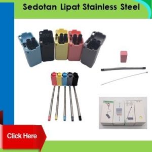Sedotan straw Stainless Steel Lipat Portable Reusable