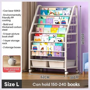 Childrens Bookshelf Floor Standing Shelf Picture Book Rack Multi-Layer Baby Toy Storage Cabinet