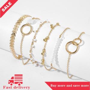 [COD]Flash Delivery 6Pcs set Boho Bracelet Set Women Tassels Leaves Circular Chains Bangle Jewelry