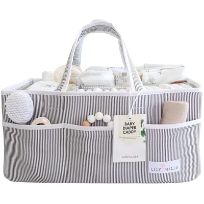 Original Lily Miles Baby Diaper Caddy - Organizer Tote Bag for Baby essentials Boy or Girl - Baby Shower Basket - Nursery Must Haves - Registry Favorites - Newborn Caddie Car Travel