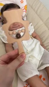 🇲🇾𝐑𝐄𝐀𝐃𝐘 𝐒𝐓𝐎𝐂𝐊🇲🇾 New Bear Rattle Baby Molar Bracelet Beech Hand Beaded Cartoon Rattle Childrens Toy Two-Piece Set