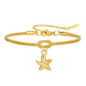 MAYIT Vỏ ốc sao biển Skyrim Vòng tay charm hình sao biển Vàng bạc Thép không gỉ Vòng tay nút thắt tình yêu Thời trang Xinh xắn Vòng tay Ocean Beach Phụ kiện mùa hè