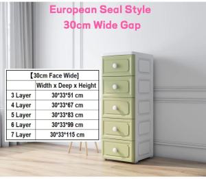 30cm European Seal Style Wide Gap Drawer Storage Cabinet 31H/I