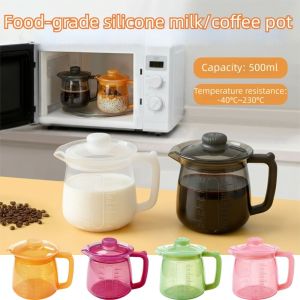 ZHUNIEDU Leakproof Silicone Teapot 500ml Capacity Portable Oil Dispenser Easy to clean with Scale Milk Jug Household Kitchen