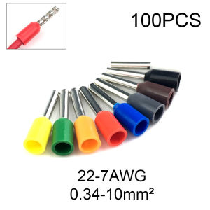 100Pcs Ferrule Electrical Connector Wire End Crimp Wire Terminal Eletrico Cable Terminator Insulated Assortment Contacts 12/14/18AWGawg