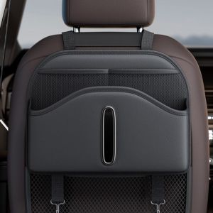 WENSH Multi-Functional Car Back Seat Organizer High-grade Leather Seatback Storage Bag Durable Save Space Net Pocket Tissue Holder for Car Seat
