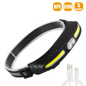 Outdoor Waterproof LED Headlight COB Maintenance Work Light 5 Mode Headlight Flashlight USB Charging Camping Fishing Headlight
