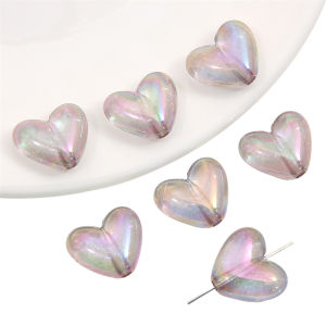5Pcs 17X15Mm Nhựa trong suốt Acrylic Long Lanh Đầy Màu Sắc hạt hình trái tim Charms Cho Vòng Cổ Vòng tay Keychain đồ trang sức thủ công làm thủ công Làm