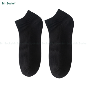 Tất nam màu đen gân chìm Mr.Socks chất liệu cotton co giãn bốn chiều kiểu dáng trơn phong cách hiện đại FIVE-DEN-1DOI