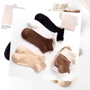 (KK11)Kaos Kaki Motif Rajut Kaos Kaki 3D Wanita Kaos Kaki Pendek Knitted Kaos Kaki Semata Kaki