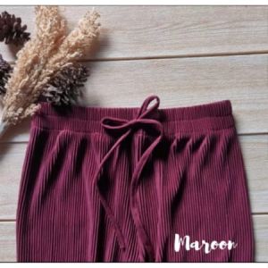 Celana Kulot Plisket Lidi Ribbon Pleated Cullotes Celana Bawahan Wanita