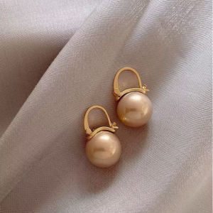 Retro Fashion Pearl Earrings Light Luxury Pearl Ball Drop Earrings French Simple Piercing Earrings
