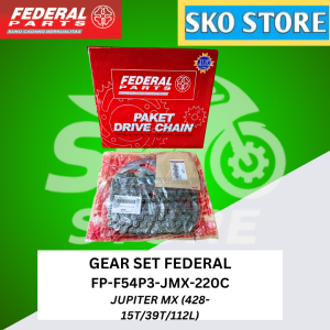 Gear Set FP-F54P9-JMX-220C Federal Original Paket Gir GearsetGir JUPITER MX (428-15T/39T/112L) Murah
