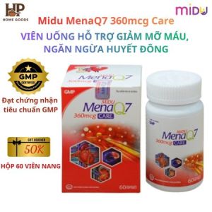 Viên Uống Midu MenaQ7 360mcg Care – Bổ Máu Hoạt Huyết Hỗ Trợ Giảm Mỡ Máu Cải Thiện Tuần Hoàn Mạch Máu