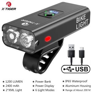 2026 X-TIGER Bike Light USB Rechargeable 6400mAh Night Riding Super Bright MTB Front Lamp Headlight Aluminum Ultralight Flashlight